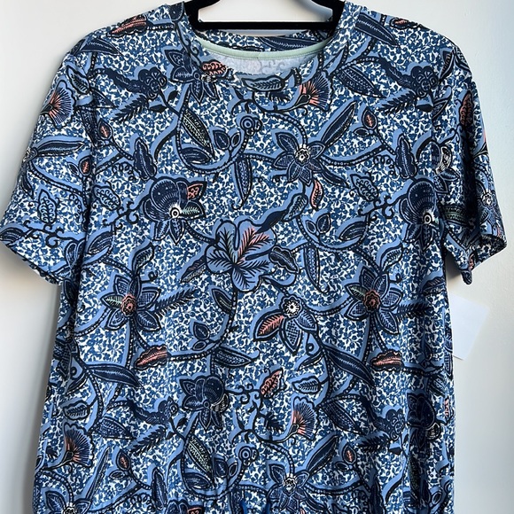 Tory Burch Floral Drawstring Cotton Dress Blue Haven - Picture 5 of 13